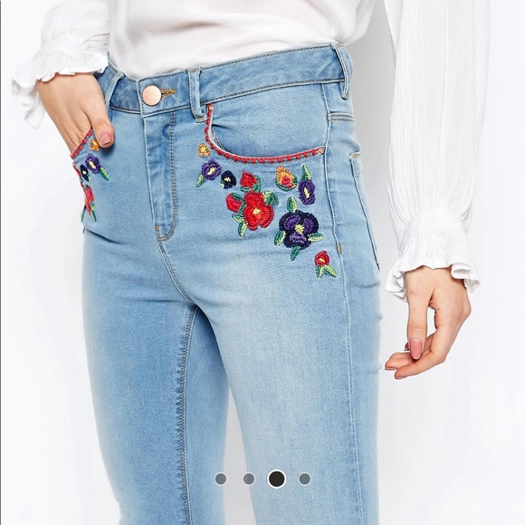 ASOS Tall Ridley High Waist Embroidered Jeans - Picture 4 of 11